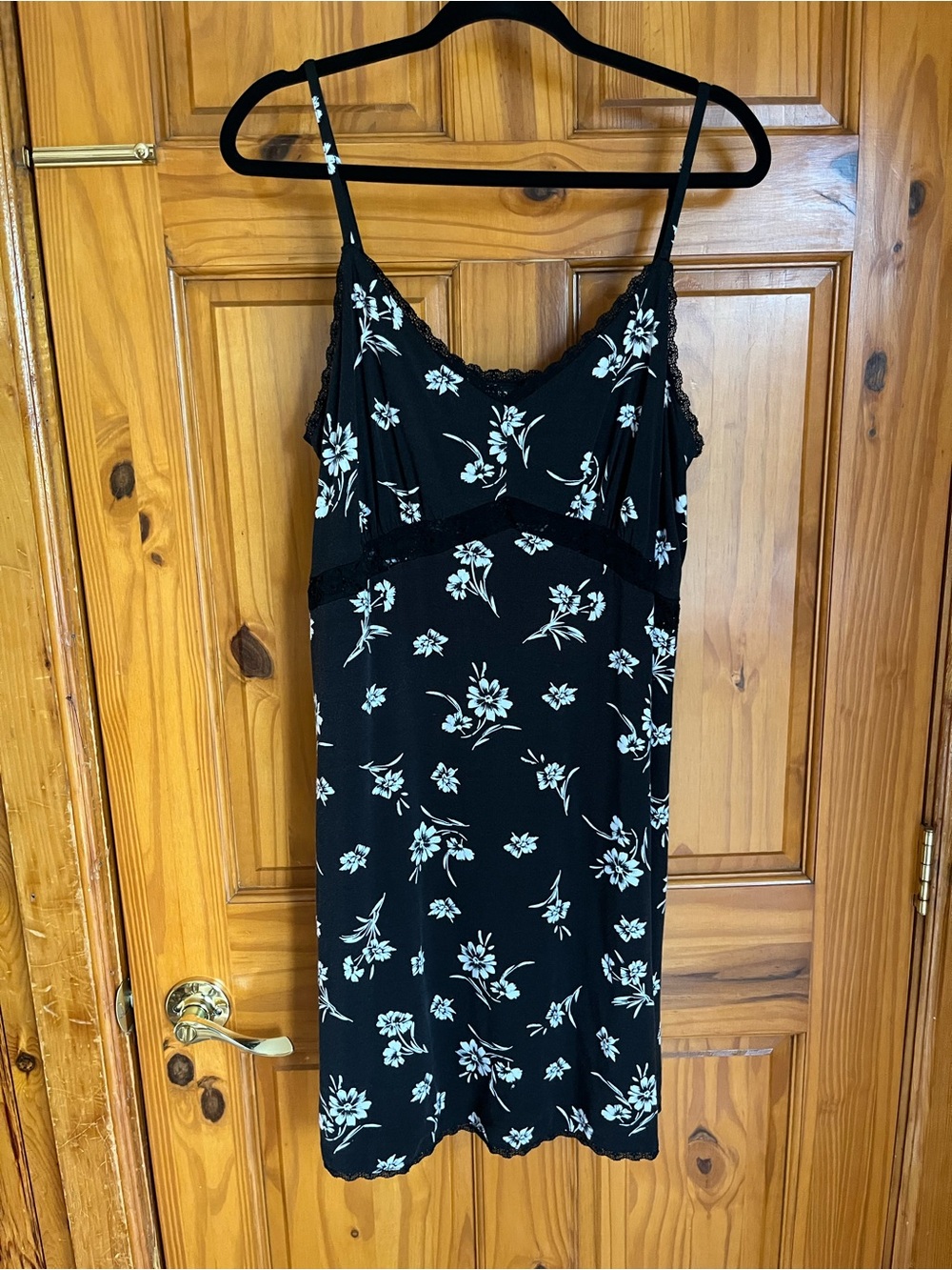 Torrid Black Floral Slip Dress with White Flower Print